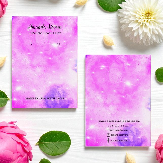Purple Blue Sparkle Chic Earring Display Business Card (Creator Uploaded)
