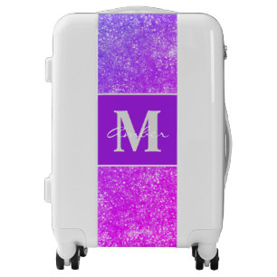 Purple Blue Sparkle Glitter Elegant Personalized Luggage
