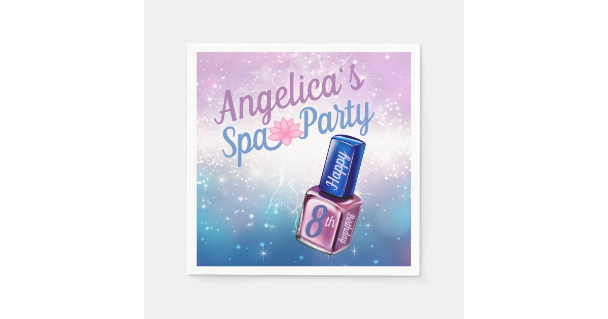 Purple Blue Sparks Nail Polish Custom Spa Napkins Zazzle Com