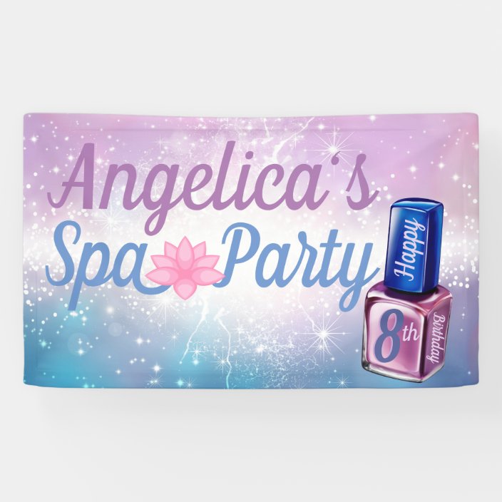 Purple Blue Sparks Nail Polish Spa Banner Zazzle Com