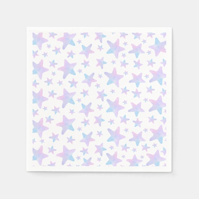 Purple Blue stars Princess Themed Birthday Party Napkins (Front)