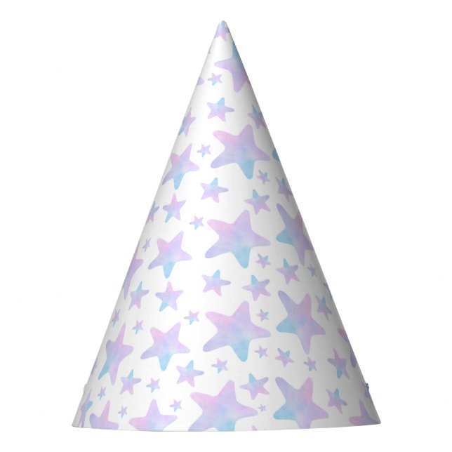 Purple Blue stars Princess Themed Birthday Party Party Hat (Front)