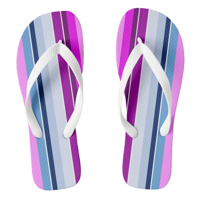 PURPLE BLUE STRIPED FLIP FLOPS (Footbed)