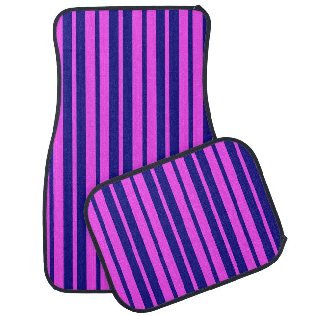 Purple Blue Stylish Stripes Pattern Design  Car Floor Mat (Set)