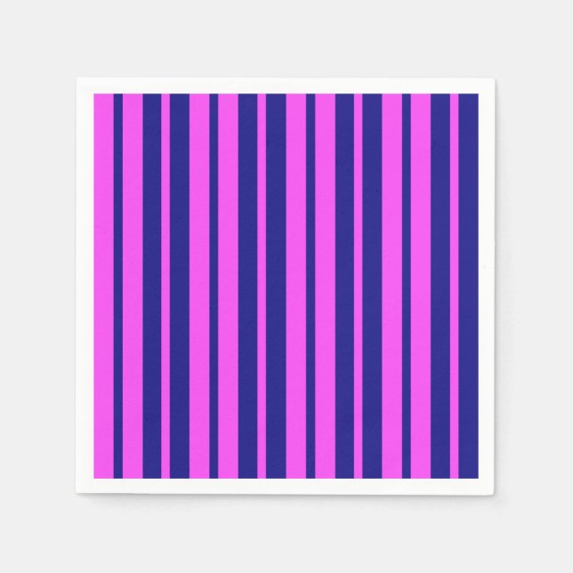 Purple Blue Stylish Stripes Pattern Design  Napkins (Front)