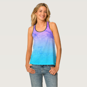 Purple, Blue & Teal Color Blend Crackle Yoga Top
