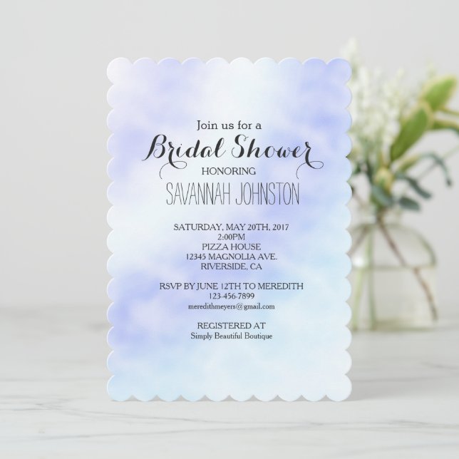 Purple Blue Tie dye bridal shower  Invitation (Standing Front)