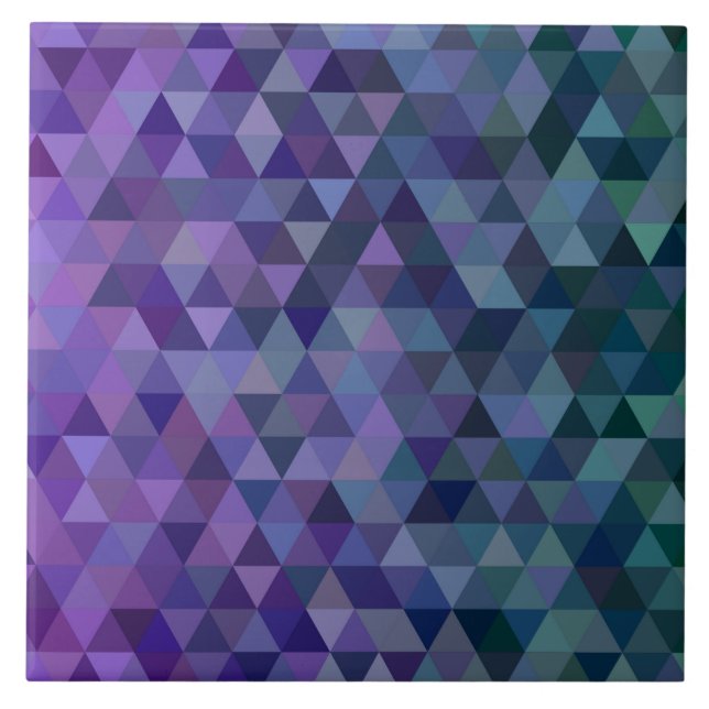 purple blue triangles ceramic tile (Front)