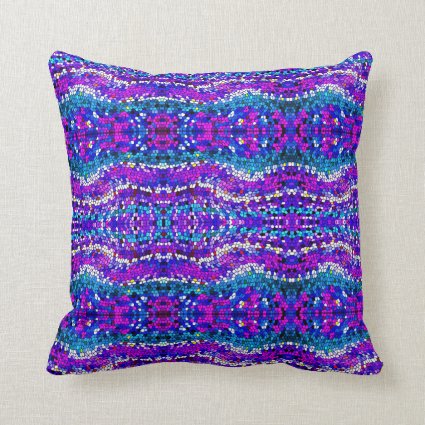 Purple Blue Turquoise Mosaic Tile Pattern Pillow