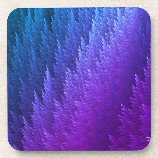 Purple Blue Tye Dye Feather Pattern Beverage Coaster (Front)