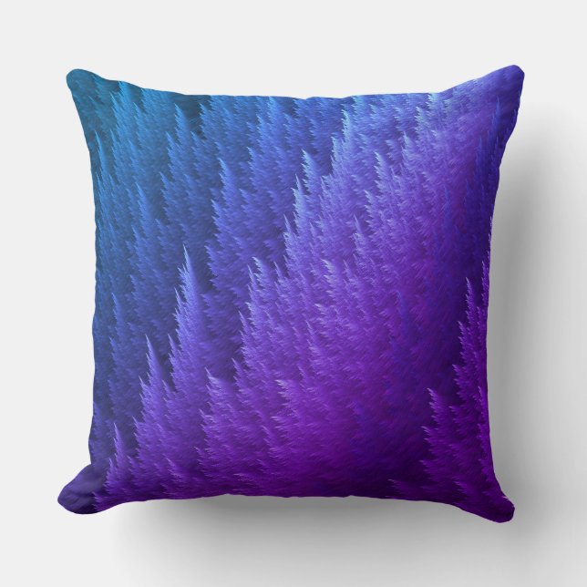 Purple Blue Tye Dye Feather Pattern Throw Pillow (Front)