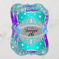 Purple Blue Under The Sea Tiara Sweet 16 Invite