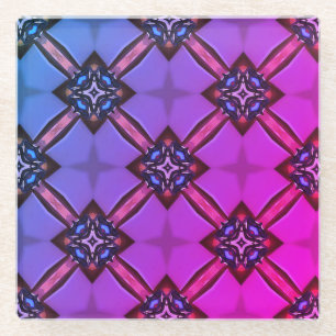 Purple Blue Vintage Stained Glass Style Coasters