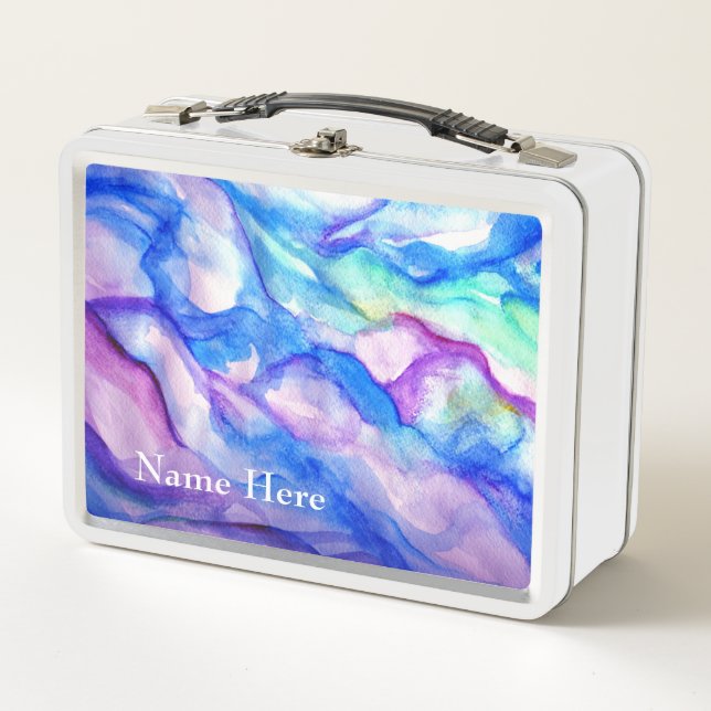 Purple & Blue Watercolor Art Photography  Lunchbox (Front)
