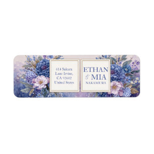 Purple Blue Watercolor Botanical Return Address Label