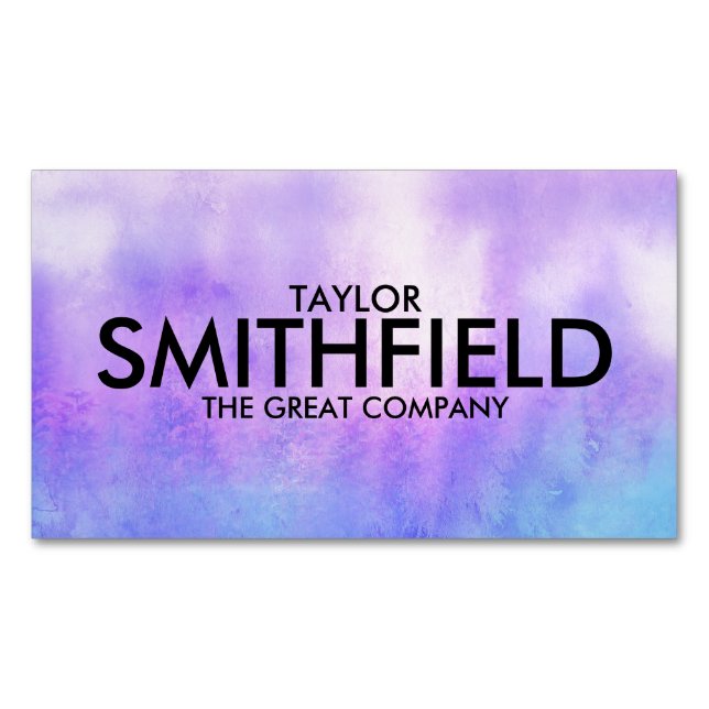 Purple Blue Watercolor Business Card Magnet (Front)