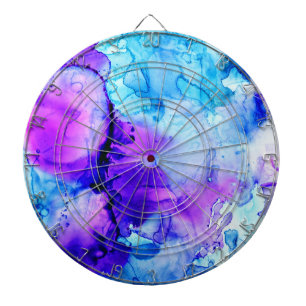 Purple & Blue Watercolor Gradient Pattern Dart Board