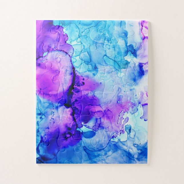 Purple & Blue Watercolor Gradient Pattern Jigsaw Puzzle (Vertical)