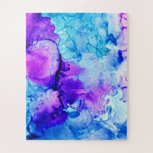 Purple  Blue Watercolor Gradient Pattern Jigsaw Puzzle