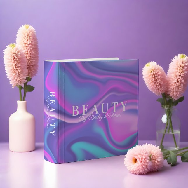 Purple & Blue Watercolor Holographic Design Beauty 3 Ring Binder (Purple & Blue Watercolor Holographic Design Beauty 3 Ring Binder)