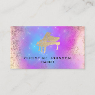 purple blue watercolor splash piano logo business card