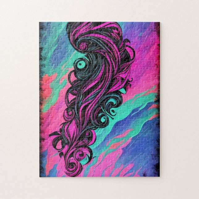 Purple & Blue Watercolor Swirl Puzzle – 252 Pieces (Vertical)