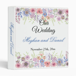 Purple & Blue Watercolor Wildflowers  Photo Album 3 Ring Binder