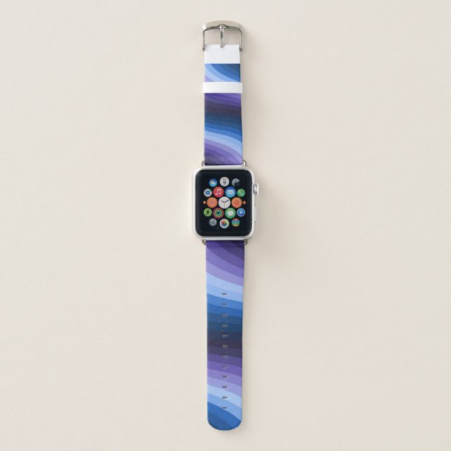 Purple Blue Waves Design Apple Watch Band (Front)