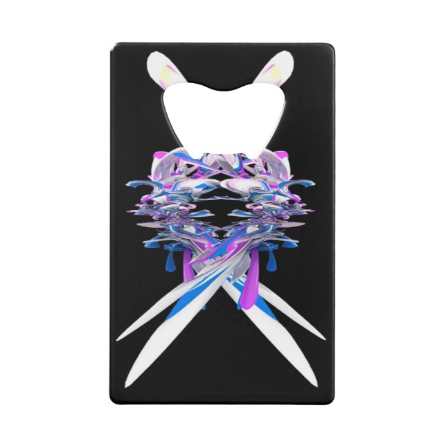 Purple Blue White 3D Splash Abstract Credit Card Bottle Opener (Front)