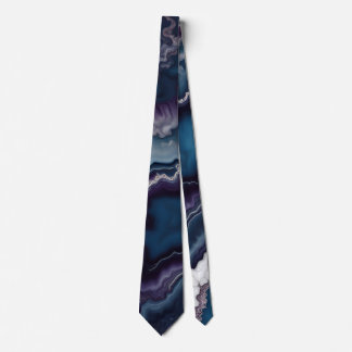Purple Blue White Agate Marble design  Neck Tie