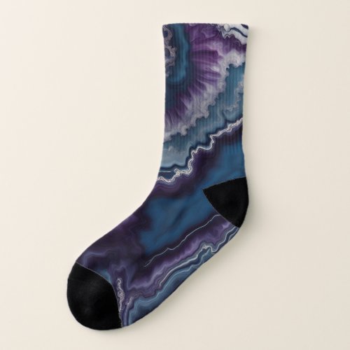 Purple Blue White Agate Marble design  Socks