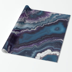 Purple Blue White Agate Marble design Wrapping Paper