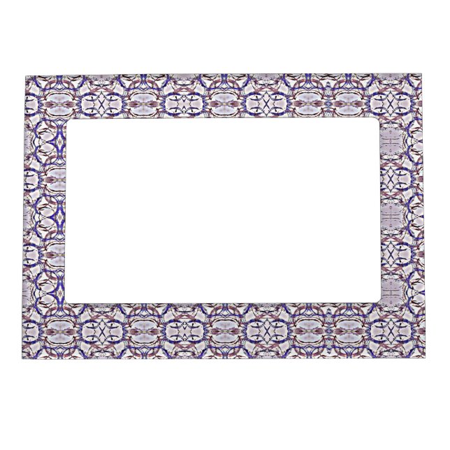 Purple Blue White Circles Pattern Magnetic Frame (Front)