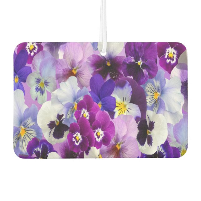 Purple Blue White Pansy Floral Flowers Air Freshener (Front)