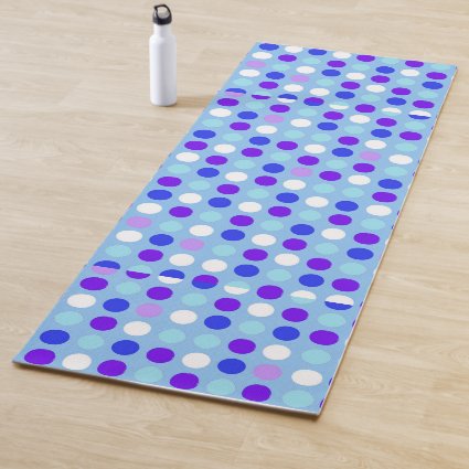 Purple Blue White Polka Dot Pattern Yoga Mat