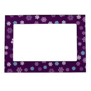 PURPLE BLUE WHITE WINTER SNOWFLAKES MAGNETIC FRAME