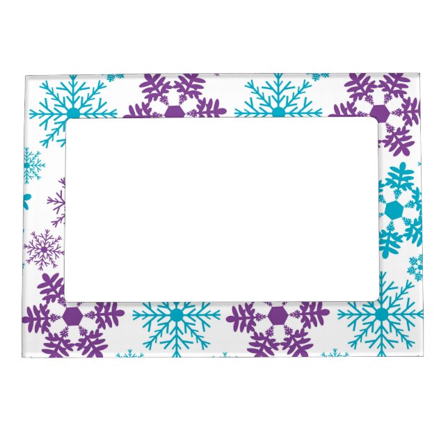 PURPLE & BLUE WINTER SNOWFLAKES MAGNETIC FRAME (Front)