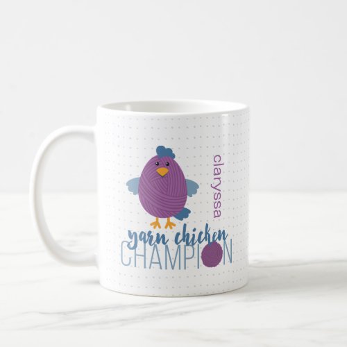 Purple  Blue Yarn Chicken Champion Coffee Mug