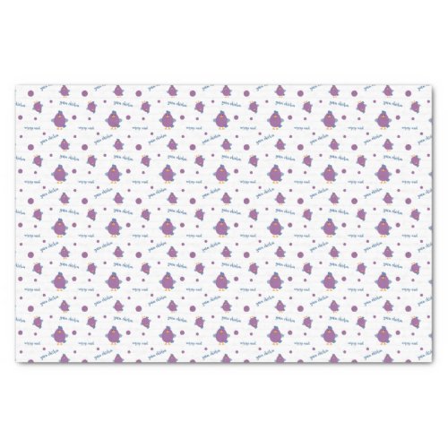 Purple  Blue Yarn Chicken Patterned Tissue Paper