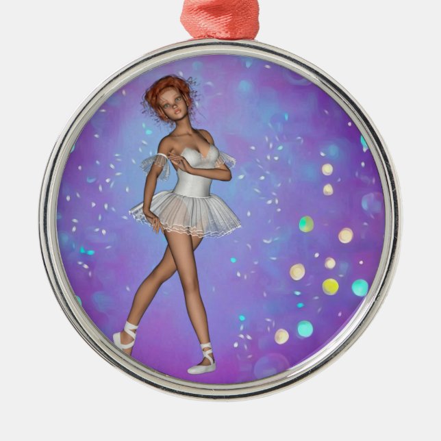 Purple Blue Yellow Background & Ballerina Metal Ornament (Front)
