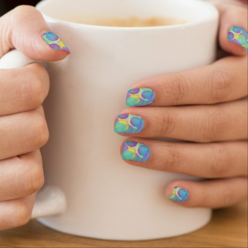 Purple Blue Yellow colorful Cool Funky Bubble Art Minx Nail Wraps