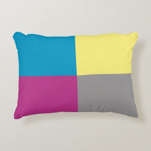 Purple Blue Yellow Gray Pattern Accent Pillow