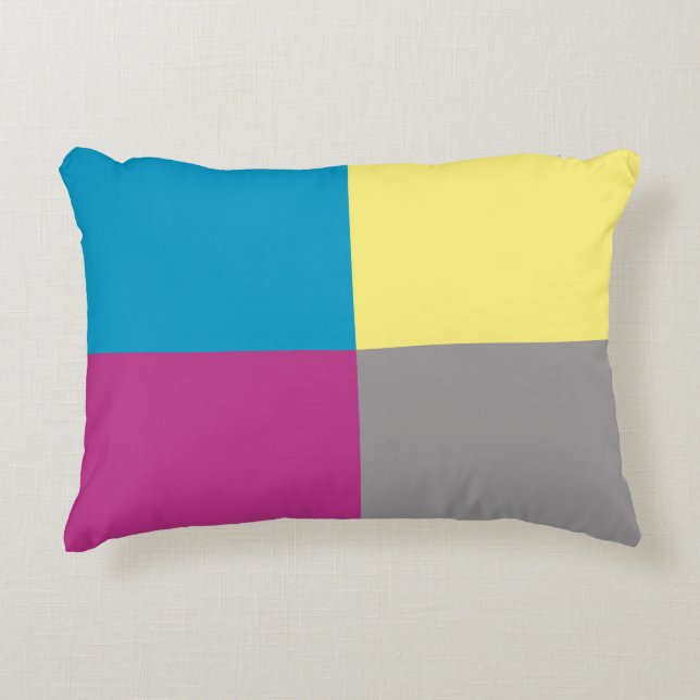Purple Blue Yellow Gray Pattern Accent Pillow (Front)