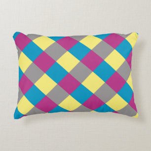Purple Blue Yellow Gray Pattern Accent Pillow