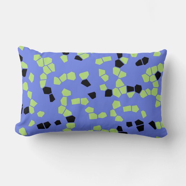 Purple Blue Yellow Green Black Pattern Lumbar Pillow (Front)