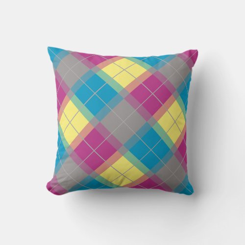 Purple Blue Yellow Pattern Throw Pillow