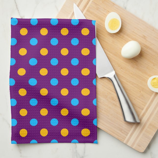 Purple Blue Yellow Polka Dots Design  Kitchen Towel (Quarter Fold)