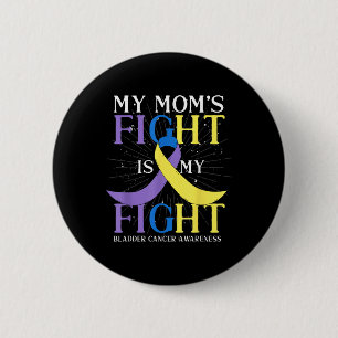 Purple Blue Yellow Ribbon Mom Bladder Cancer Aware Button