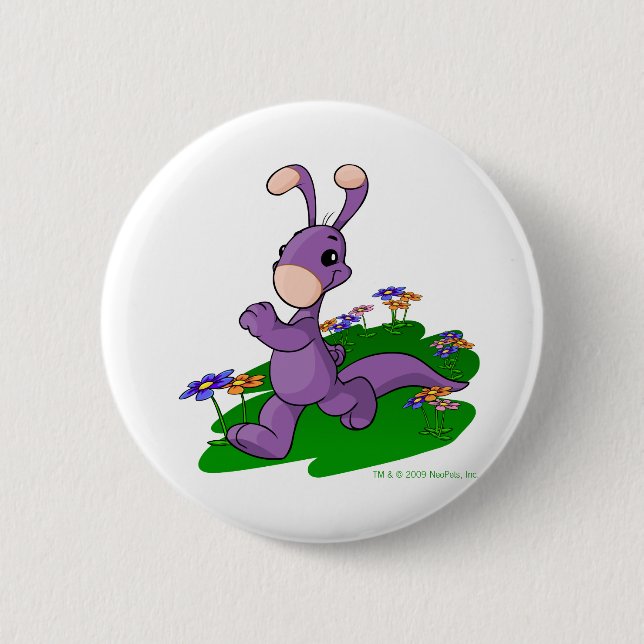 Purple Blumaroo marching through Roo Island Button (Front)