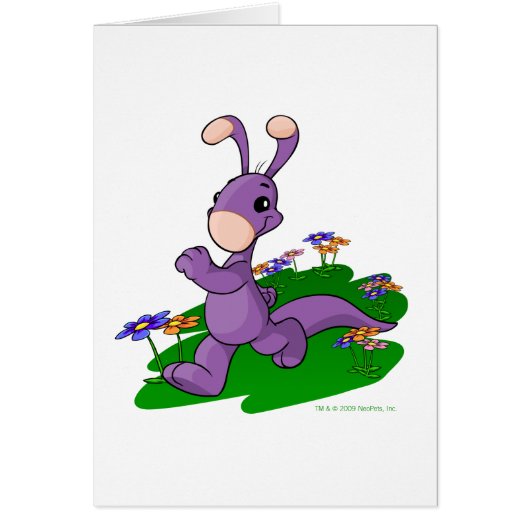 Purple Blumaroo marching through Roo Island Cards (Front)